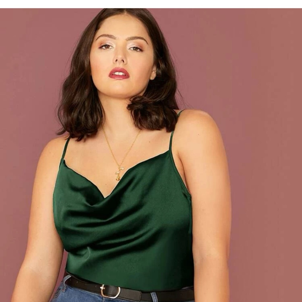 Draped Neck Satin Cami Top